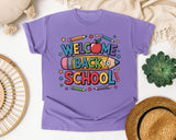 Welcome Back To School Crayons graphic tee in Violet