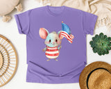Mouse Holding American Flag graphic tee in Violet
