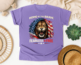 Home Of The Brave Fearless And Free graphic tee in Violet
