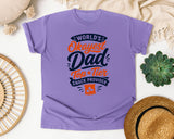 World's Okayest Dad Top Tier Snack Provider Black graphic tee in Violet