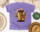 USA Hot Dog Character graphic tee in Violet