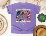 Don't Mess With America Est 1776 graphic tee in Violet