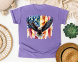 Eagle American Flag Grey graphic tee in Violet