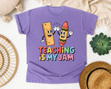 Teaching Is My Jam graphic tee in Violet
