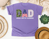 Dad Man Myth Legend Grey graphic tee in Violet