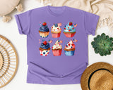 Patriotic Cupcakes Pink graphic tee in Violet