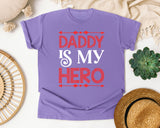 Daddy Is My Hero Pink graphic tee in Violet