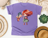 Girl With American Flag graphic tee in Violet