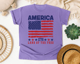 America 1776 Land Of The Free Red graphic tee in Violet