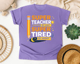 Super Teacher By Day Super Tired By Night graphic tee in Violet