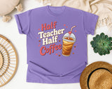 Half Teacher Half Coffee Retro graphic tee in Violet