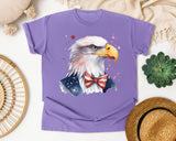 Eagle With Flag Bow Tie graphic tee in Violet