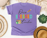One Blessed Teacher graphic tee in Violet