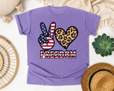 Peace Love Freedom Black graphic tee in Violet