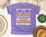 The Best Dads Get Promoted To Grandpa White graphic tee in Violet