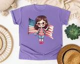 Girl Holding Large Flag graphic tee in Violet