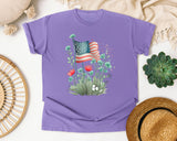 Flag With Wildflowers graphic tee in Violet
