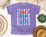 God Bless The USA White graphic tee in Violet