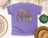 Teacher Wildflowers graphic tee in Violet