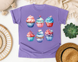 Patriotic Cupcakes Grey graphic tee in Violet