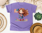 Girl With Flag Running graphic tee in Violet