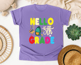 Hello 5th Grade Backpack graphic tee in Violet