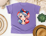 Patriotic Girl With Bow graphic tee in Violet