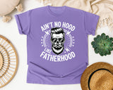 Ain't No Hood Like Fatherhood White graphic tee in Violet