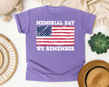 Memorial Day We Remember graphic tee in Violet