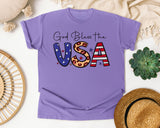 God Bless The USA Grey graphic tee in Violet