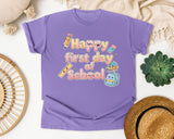 Happy First Day Of School Pastel graphic tee in Violet