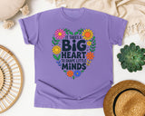 It Takes A Big Heart To Shape Little Minds Floral graphic tee in Violet