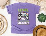 Level 100 Days Of School Unlocked graphic tee in Violet