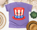Uncle Sam Top Hat Orange graphic tee in Violet