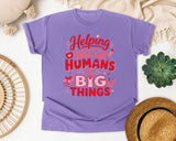 Helping Tiny Humans Do Big Things Red graphic tee in Violet