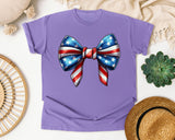 Patriotic Flag Bow Grey graphic tee in Violet