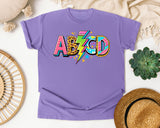 ABCD Leopard Bolt graphic tee in Violet