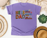 He Is Dad Brave Like David Warrior Like Joshua Grey graphic tee in Violet