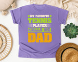 My Favorite Tennis Player Calls Me Dad graphic tee in Violet