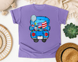 Patriotic Blue Truck graphic tee in Violet