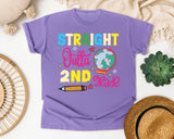 Straight Outta 2nd Grade Globe graphic tee in Violet