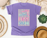 Hello First Grade Stripes graphic tee in Violet