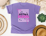 First Day Of School Pink Grid graphic tee in Violet