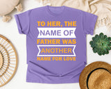 The Name Of Father Was Another Name For Love White graphic tee in Violet