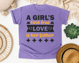 A Girl's First True Love Is Her Father Brown graphic tee in Violet