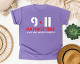 Patriot Day We Will Never Forget White graphic tee in Violet