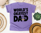 World's Okayest Dad White graphic tee in Violet