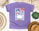 Patriotic Goose Bow graphic tee in Violet