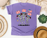 Patriotic Skeleton Trio Grey graphic tee in Violet