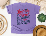 Land Of The Free Because Of The Brave Grey 2 graphic tee in Violet